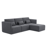Beautiful Drew Modular Sectional Sofa with Ottoman by Drew Barrymore, Charcoal Boucle, Box 2 of 4