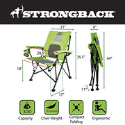 STRONGBACK Elite 2.0 Adult Camping Chair with Patented Lumbar Support, Foldable, Lightweight, Lime Green/Grey, Carry Bag Included