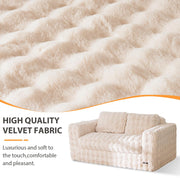GOODONE Bean Bag Chair Sofa, Giant Loveseat, Luxurious Bubble Fabric, Soft Plush, Beige, 2-Seater