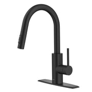 Kraus Oletto Matte Black Single Handle Pull Down Kitchen Faucet with QuickDock Installation, 360 Swivel Spout, Dual-Function Sprayer, KPF-2620MB