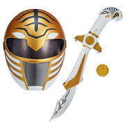 Playmates Toys Mighty Morphin Power Rangers White Ranger Role Play Bundle with Saba Sword, 15+ Sounds, White Ranger Mask, Power Coin