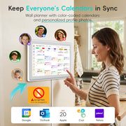 SHOUDUM Digital Calendar 15.6-Inch Wall Planner Smart Touchscreen Interactive Display for Family Schedules