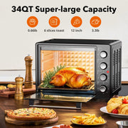 HOMSHADE CZ32C-ML 34 QT Super-Large Air Fryer Toaster Oven Combo, 5 Functions, Black