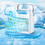 Mofajang Portable Air Conditioner 3-in-1 Evaporative Air Cooler with 3 Speeds, 2 Mist Modes, 7 Color Ambient Lights, 24oz Removable Water Tank for Bedroom and Office, 77428801