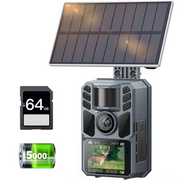 FKPCAM FK40 Solar Trail Camera, 64MP Photos, UHD 4K Video with Audio, 1.6W Solar Panel
