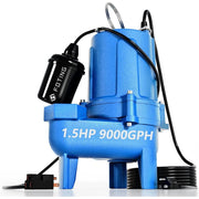 FOTING Submersible Sewage Pump, Heavy-Duty Cast Iron, 1.5HP PSC Motor, 9000 GPH, 2