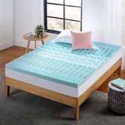 Zinus 84155009673 Spa Sensations 3 in Green Tea Gel Memory Foam Zoned Support Mattress Topper, Medium Firmness, Antimicrobial, Twin