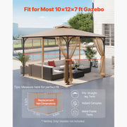 KFFKFF Outdoor Gazebo Netting Replacement, Tear-Resistant Polyester Mesh, 4-Panel with Double Zippers, Fits Most 10 x 12 x 7 ft Gazebos, Protective Canopy Screen, JDM-36BE