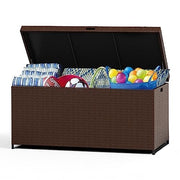 Sunvivi Outdoor 140 Gallon Patio Storage Box with Waterproof Inner Liner, Aluminum Frame, Brown