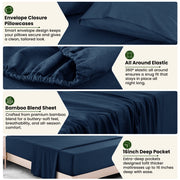 LDC Lux Decor Collection BMB-BLD-T-NVY-BLU Rayon from Bamboo Blend Twin Bed Sheets Set, Cooling, Navy Blue, 3 Piece