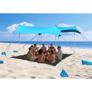 Easierhike 10x10 Beach Canopy, Windproof Sun Shelter with UPF 50+ Protection, 8 Large Sandbags, 4 Aluminum Poles, Portable Outdoor Tent, Turquoise