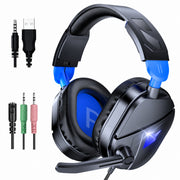 Aptkdoe Gaming Headset, Noise Isolating Microphone, 50mm Stereo Sound, LED Light, Soft Memory Foam Earmuffs, Wired Over-Ear Headphones for Xbox One, PS5, PS4, PC, Laptop, G63-Black