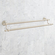 Signature Hardware Traditional Double Towel Bar, 26-3/4 in, Aged Brass Finish, Metal Construction, 955107