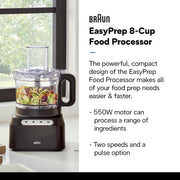 Braun FP3101BK EasyPrep 8-Cup Food Processor, Black