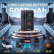 NEXPOW Tire Inflator Portable Air Compressor, 150 PSI, Dual-Screen Display, Rechargeable Battery, Compact Wireless Design