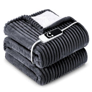 Somito Heated Blanket Electric Throw, Soft Flannel Sherpa, 12 Timer Settings, 5 Heat Levels, 50x60 Inches, Gray