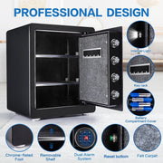 Locksworth AZ4325-1 2.0 Cubic Feet Security Safe Box, Dual Alarm System, W/Electronic Digital Keypad, LED Light for Home Office Hotel Use 15