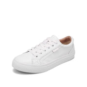 Taos Plim Soul Lux Women's Fashion Sneakers, Premium Full Grain Leather, Arch Support, White, Size 8 M, PLX-13994A-WHTL-080