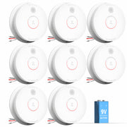 SITERWELL Smoke Detector Hardwired Interconnected Photoelectric with 9V Backup Battery Test/Silence Button White Pack of 8 GS562A