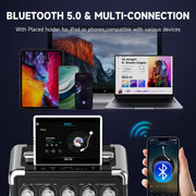 JYX Karaoke Machine Portable Bluetooth Speaker with 6.5-Inch Subwoofer, 2 Wireless Microphones, 12-Hour Battery, Black, TX05