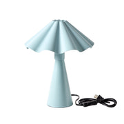 Beautiful by Drew Barrymore Hydrangea Blue Ruffled Enamel Accent Table Lamp, 14 in, Sculptural Metal Base, Glossy Finish, Corded Electric with Rotary Switch