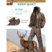 NEW VIEW Camouflage Hunting Clothing, Tree Camo Pattern, Warm Fleece Lined Hooded Jacket and Pants, Water-Resistant, Windproof, Size L