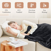 WISHEAD B408-001 Electric Heated Throw Blanket, 9 Heat Levels, Auto Shut-Off, 50x60 in, Dark Gray
