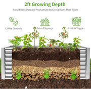 Land Guard Galvanized Metal Raised Garden Bed, 3 Pack, 6x3x2 ft, 2 ft Deep Root Elevated Steel Planter Box, Silver