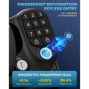 Kohree RV Door Lock, 4-in-1 Keyless Entry with Fingerprint, Bluetooth App Control, Keypad, Remote, Black, Weatherproof, KR3411-WR