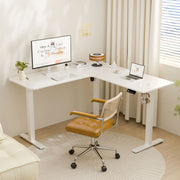 Ergomaker L-Shaped Electric Standing Desk, Height Adjustable 28.7-46.5 in, 50.8 x 50.8 in, White, SM303