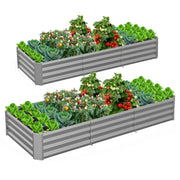 TRAMULL 8' x 3' x 1' egetables Flowers Ground Planter Box, Gray, 2 Pack - Long-lasting