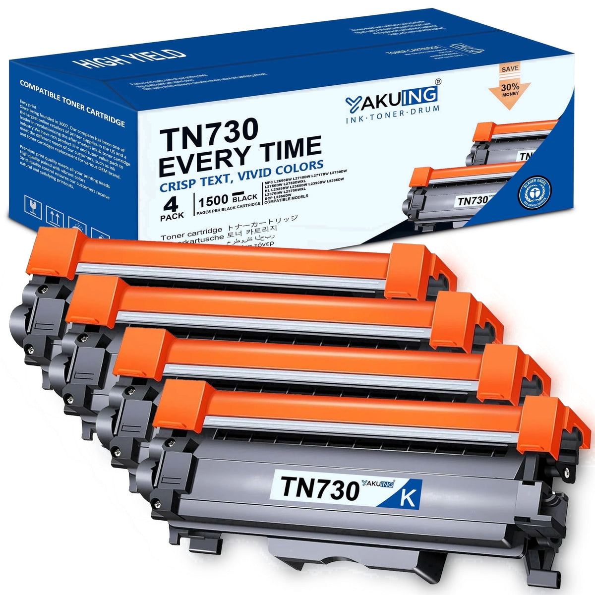 Sim Card Surface Computer Yakuing TN730 Printer Cartridge, High Yield Black, 4 Pack, 1500 Pages ...