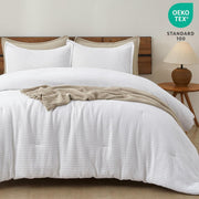 PHF 3-Piece Waffle Weave Comforter Set, King Size, Lightweight All-Season Bedding, Ultra Soft Textured Comforter with 2 Pillow Shams, Black