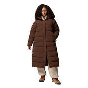 Columbia Women's Amaze Puff Long Hooded Down Outerwear Coat, Tobacco Brown, Medium, 650 Fill Power, Water Repellent, Quilted, 213489