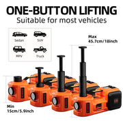SZTAA Electric Car Jack Lift, 5 Ton Hydraulic Jack with Air Compressor and Emergency Hammer, Orange