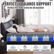 Vantto Queen Hybrid Mattress, 14 Inch Medium Firm Memory Foam with Pocket Springs, Breathable Comfort, Pressure Relief
