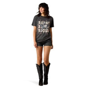 Ariat Women's Star Spangled Rodeo T-Shirt, Charcoal Mineral Wash, 100% Cotton, Relaxed Boyfriend Fit, Large, 10071179