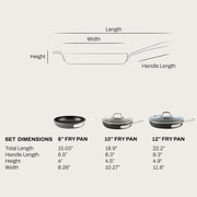 All-Clad HA1 Hard Anodized Nonstick Fry Pan Set, 5-Piece Cookware, 8 in, 10 in with Lid, 12 in with Lid, Induction Compatible, Oven Safe to 500F, Black, E100S563