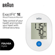 Braun BUA4000US ExactFit 1E Upper Arm Blood Pressure Monitor, Soft Inflation Technology, Large LCD Display, Universal Cuff 8.6-16.5 in, Battery Powered
