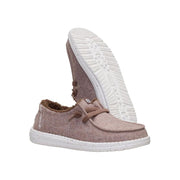 HEYDUDE Wendy Wool Cozy Women's Slip-On Loafers, Wool Upper with Faux Sherpa Lining, Lightweight Flexible Sole, Walnut, 44272-267