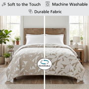 Mainstays MSS528001798556 Iris Leaf Quilted Reversible Lightweight Bedding, Full/Queen, Beige