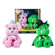 Basic Fun Care Bears x Wicked 2-Pack, Love-a-Lot Bear as Glinda & Good Luck Bear as Elphaba, 14-Inch Plush Set, Polyester, Silver Fleck Accents, Collector Box
