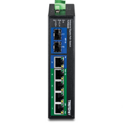TRENDnet TI-PG62B 6-Port Industrial Gigabit PoE+ DIN-Rail Network Switch
