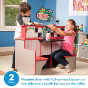 Melissa & Doug 3951 Double-Sided Wooden Star Diner Restaurant Play Space