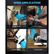 HOTREE Cordless Reciprocating Saw, Variable Speed, LED Light, 2 x 21V 2000mAh Batteries, Quick-Change Blade System, Power Tool