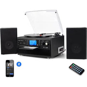 DIGITNOW M504 Bluetooth Record Player Turntable with Stereo Speaker, CD Player, Cassette, Radio, Aux in and SD Encoding, Remote Control, Audio Music Player Built in Amplifier