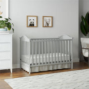 Baby Relax Adele 3-in-1 Convertible Crib, Light Gray, Solid Pine Wood, Adjustable Mattress Heights, Contemporary Design