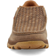 Twisted X Men's Slip-On Driving Moc, Full-Grain Leather Basketweave, CellStretch Comfort, Slip-Resistant Rubber Outsole, Bomber, Size 9 W, MXC0018