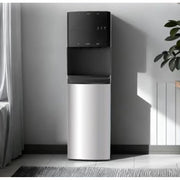 TMWINGS Bottom-loading water dispenser with cooling compressor, stainless steel body and aluminum motor, high dispensing area, and safety lock.