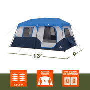 Ozark Trail 30969 13' x 9' 8-Person Cabin Tent with LED Lighted Poles, 32 lbs